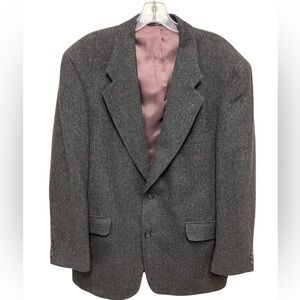 Chereskin Camel Hair Blend Blazer‎ Gray Checkered  Sports Coat Jacket Mens 42R